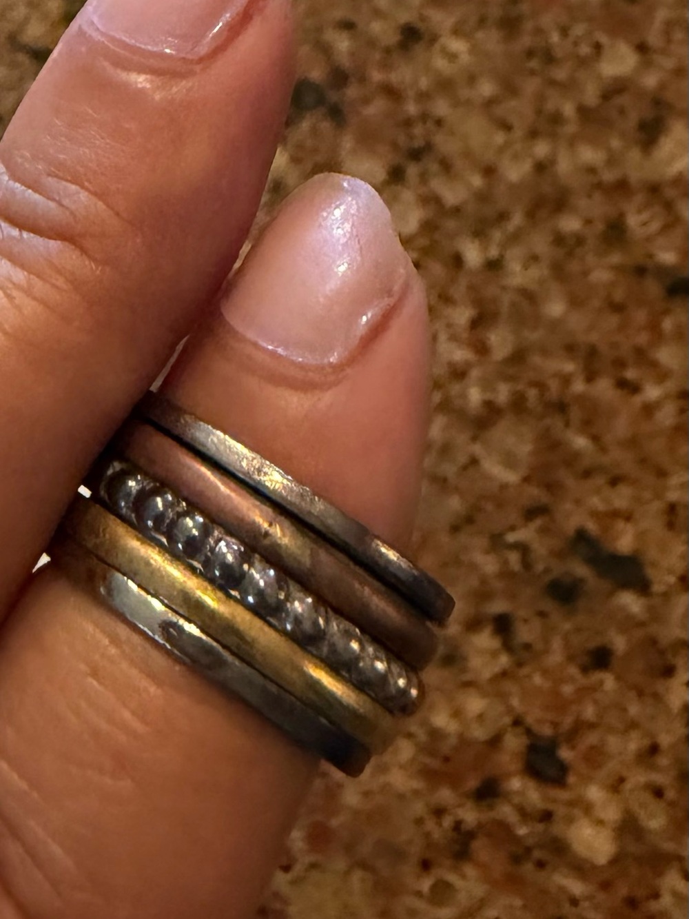Stacked Mixed-Metal Beaded Dome Ring - Gold & Silver